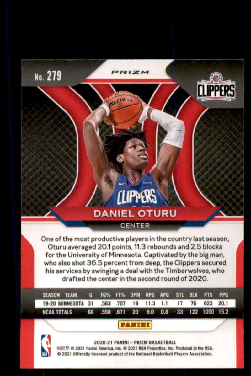 Daniel Oturu Rookie Card 2020-21 Panini Prizm Prizms Pink Ice #279  Image 2