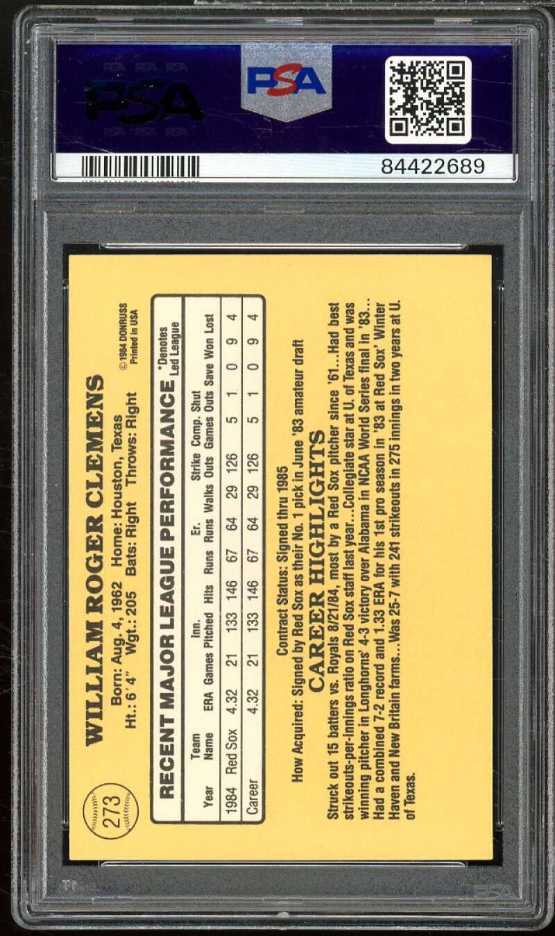 Roger Clemens Rookie Card 1985 Donruss #273 PSA 8 Image 2