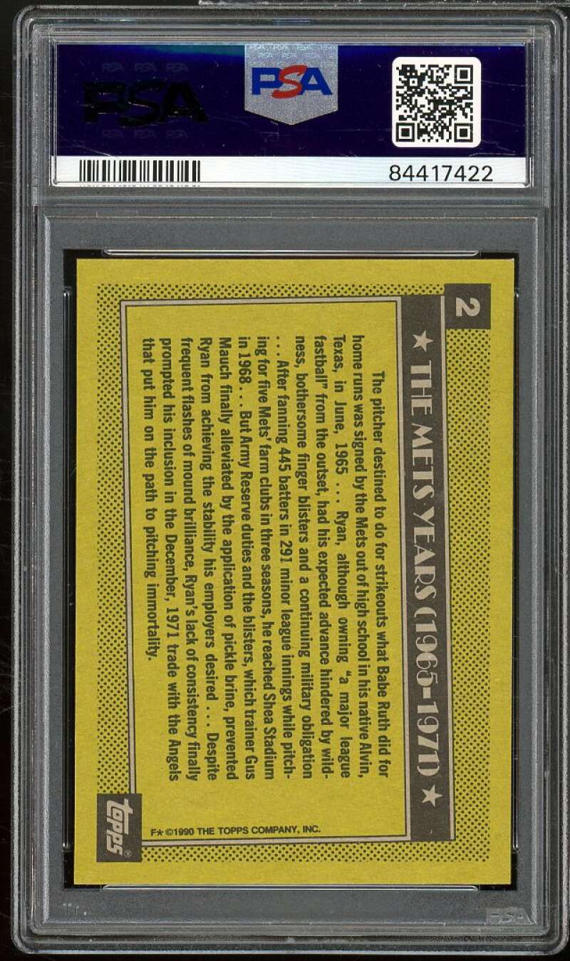 Nolan Ryan Card 1990 Topps #2 PSA 9 Image 2