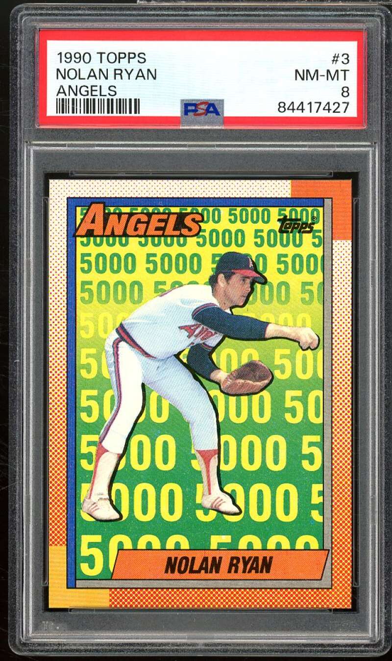 Nolan Ryan Card 1990 Topps #3 PSA 8 Image 1