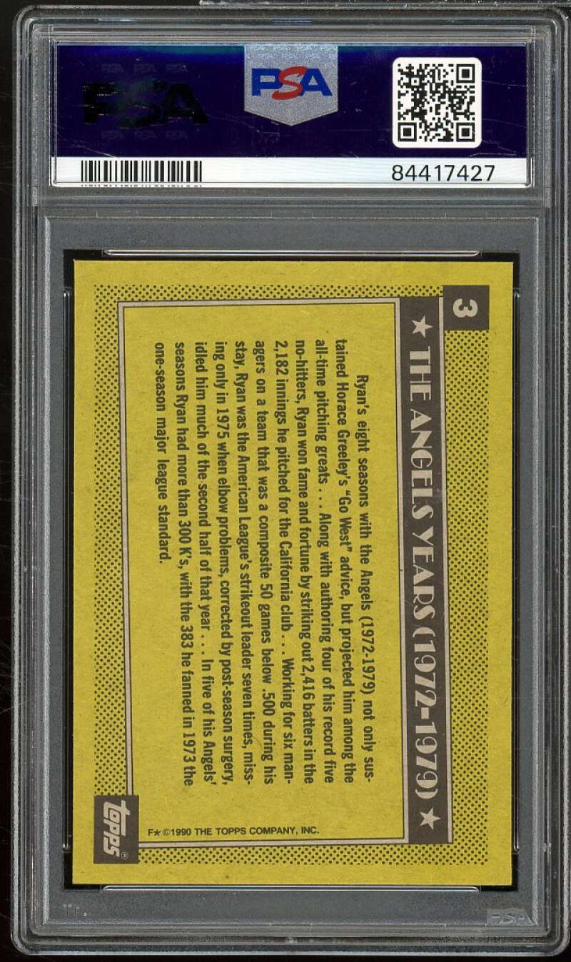 Nolan Ryan Card 1990 Topps #3 PSA 8 Image 2