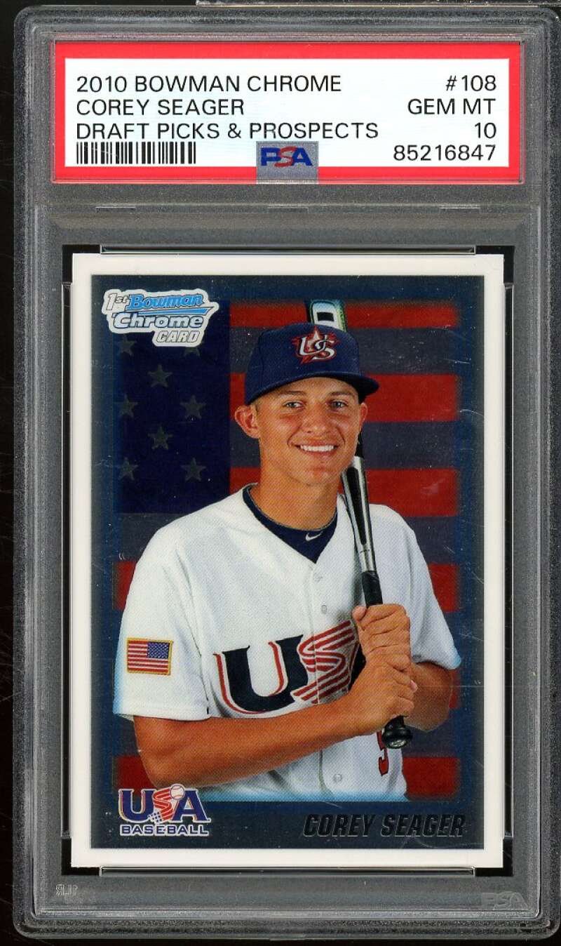 Corey Seager Rookie Card 2010 Bowman Chrome Draft Picks #108 PSA 10 Image 1