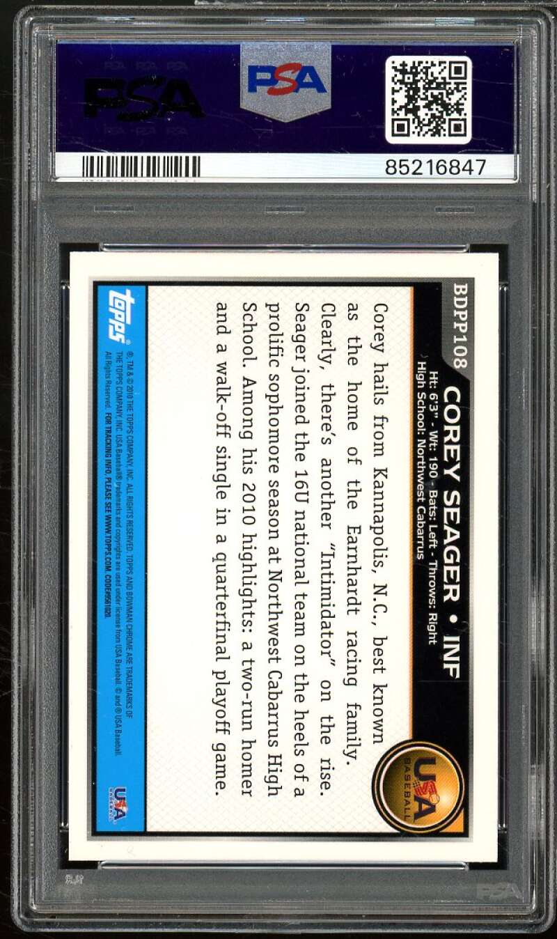 Corey Seager Rookie Card 2010 Bowman Chrome Draft Picks #108 PSA 10 Image 2