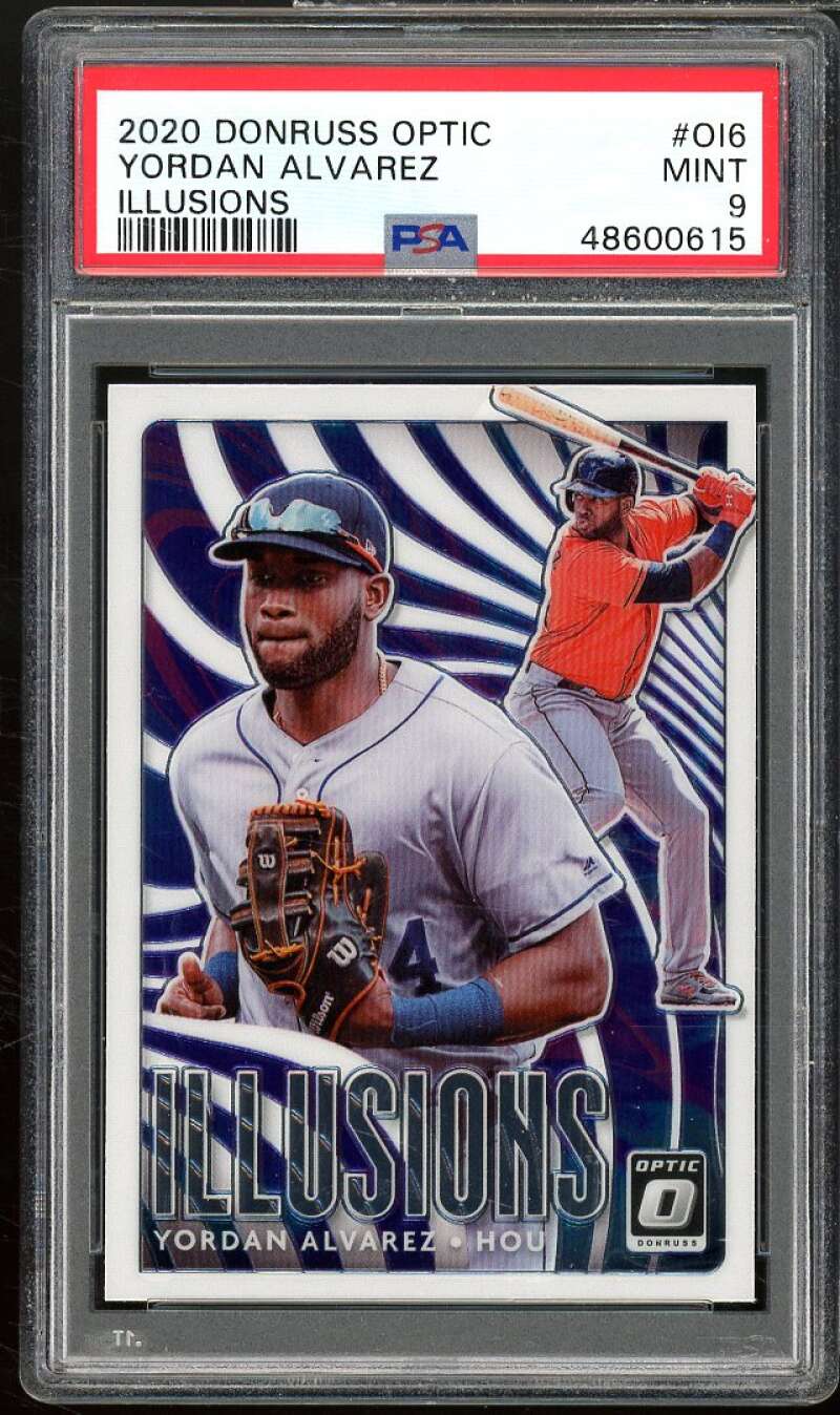 Yordan Alvarez Rookie Card 2020 Donruss Optic Illusions #o16 PSA 9 Image 1