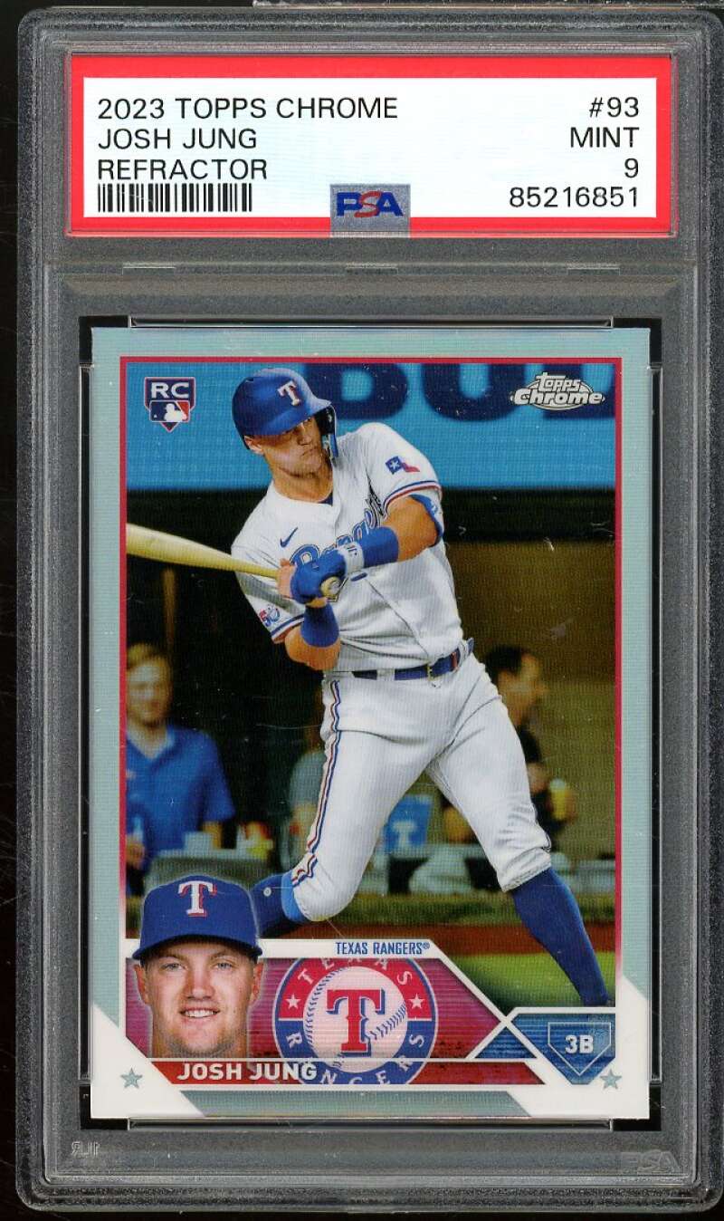 Josh Jung Rookie Card 2023 Topps Chrome Refractor #93 PSA 9 Image 1