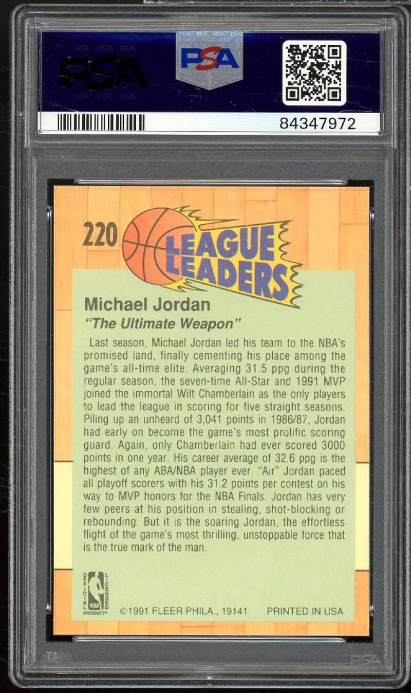 Michael Jordan Card 1991-92 Fleer #220 PSA 9 Image 2