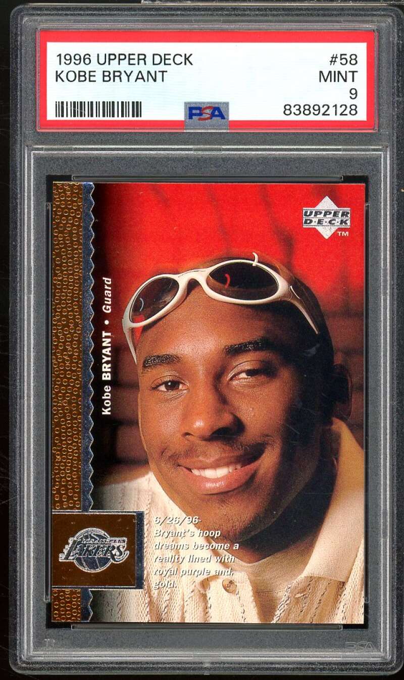 Kobe Bryant Rookie Card 1996-97 Upper Deck #58 PSA 9 Image 1