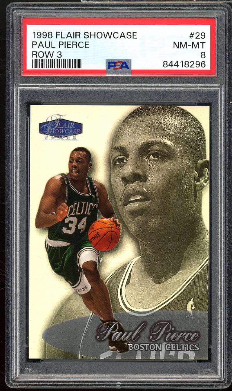 Paul Pierce Rookie Card 1998-99 Flair Showcase Row 3 #29 PSA 8 Image 1