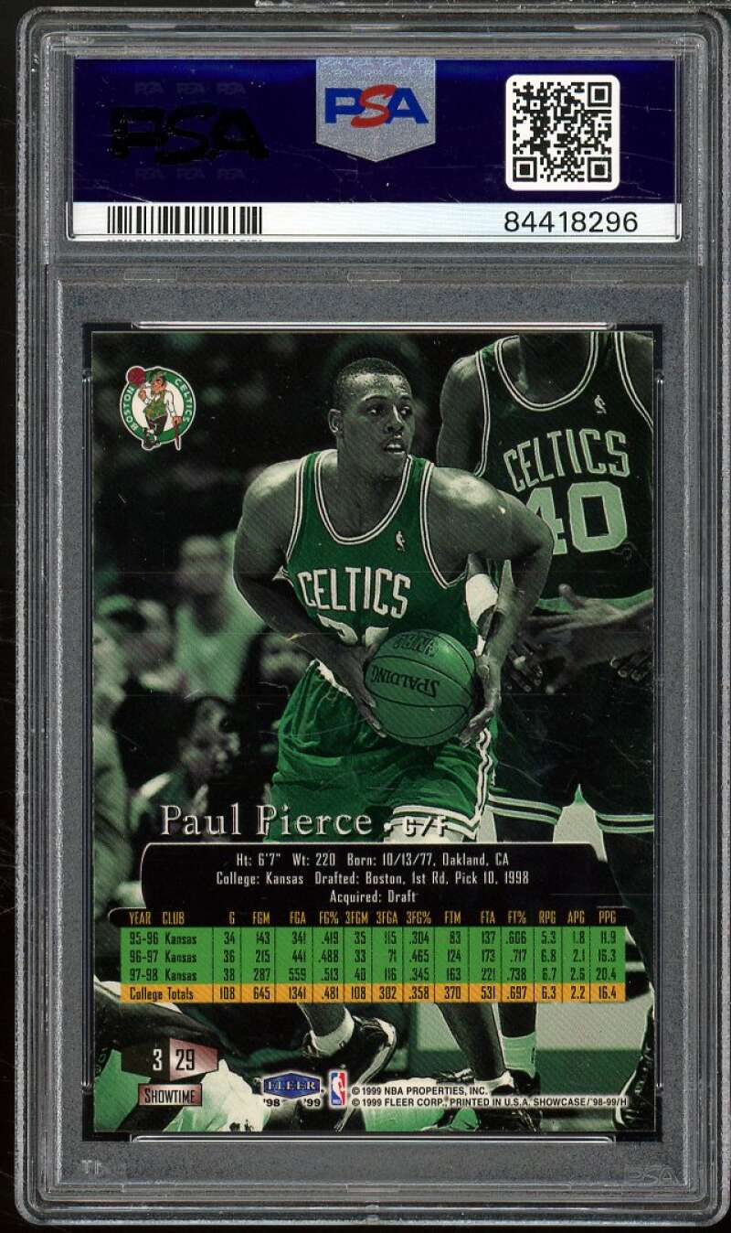 Paul Pierce Rookie Card 1998-99 Flair Showcase Row 3 #29 PSA 8 Image 2