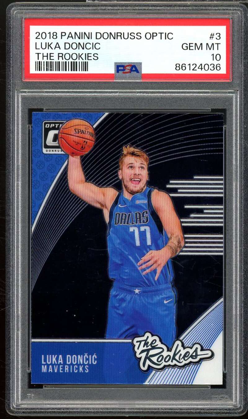 Luka Doncic Rookie Card 2018-19 Panini Donruss Optic The Rookies #3 PSA 10 Image 1