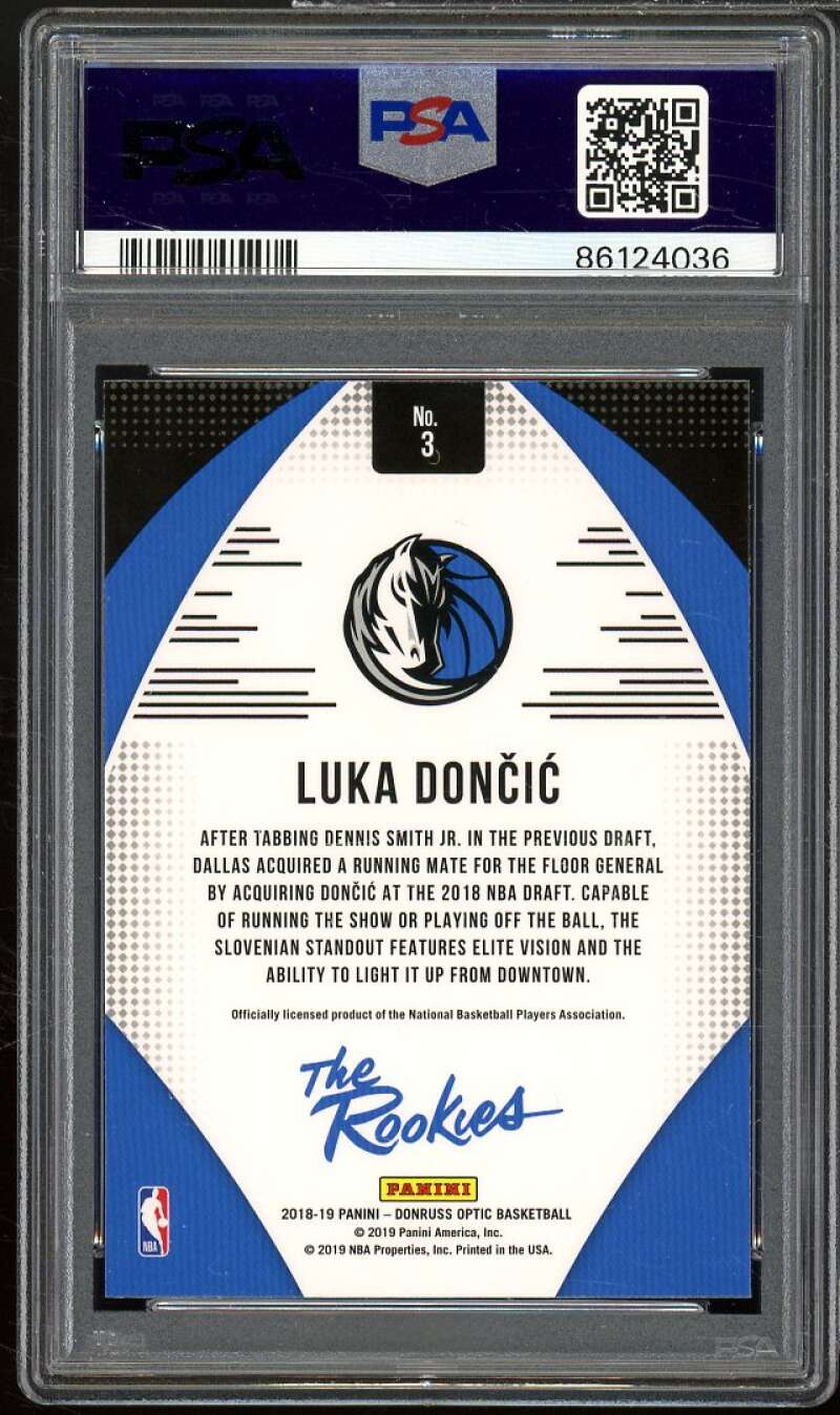 Luka Doncic Rookie Card 2018-19 Panini Donruss Optic The Rookies #3 PSA 10 Image 2