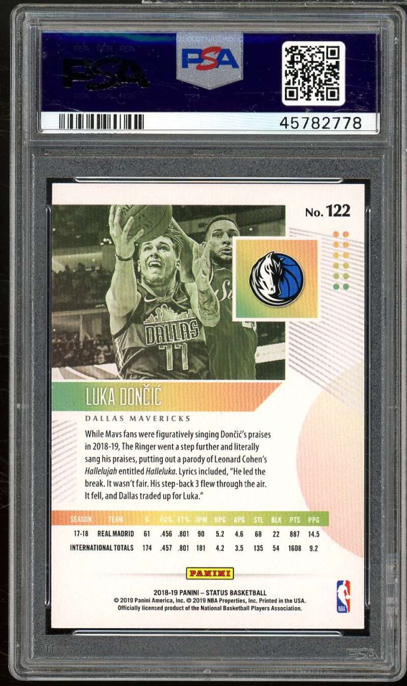 Luka Doncic Rookie Card 2018-19 Panini Status #122 PSA 9 Image 2