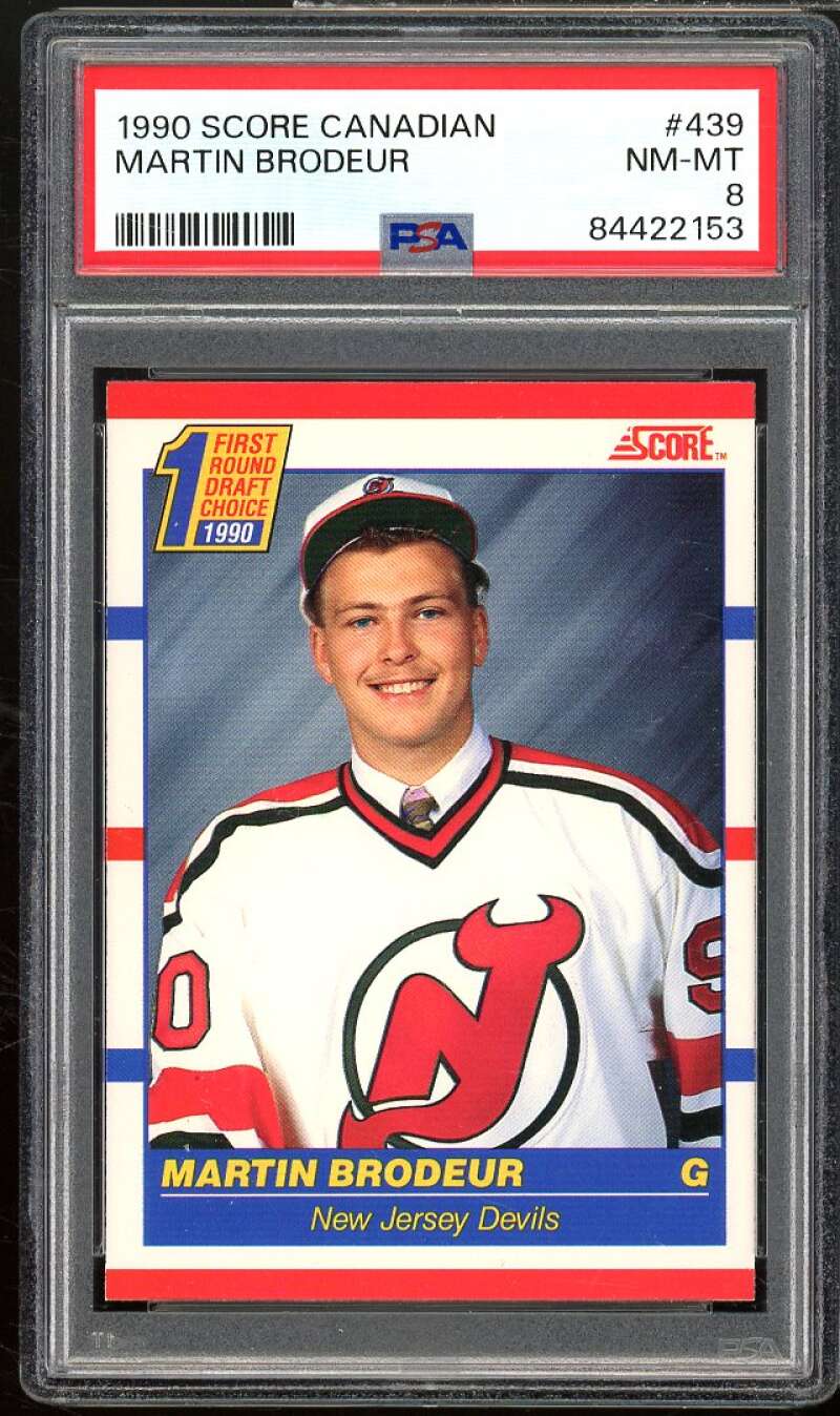 Martin Brodeur Rookie Card 1990-91 Score Canadian #439 PSA 8 Image 1