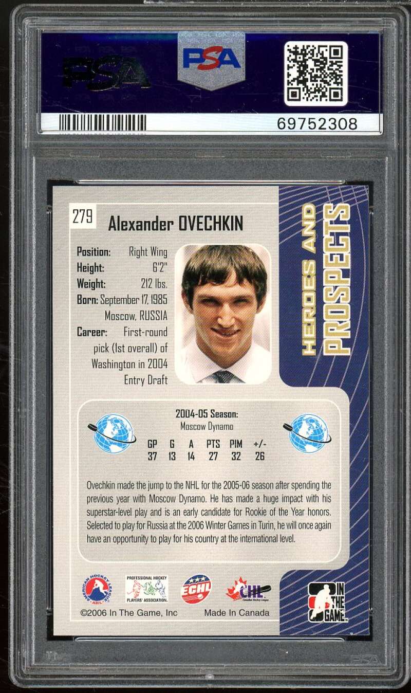 Alexander Ovechkin Rookie Card 2005-06 ITG Heroes and Prospects #279 PSA 10 Image 2