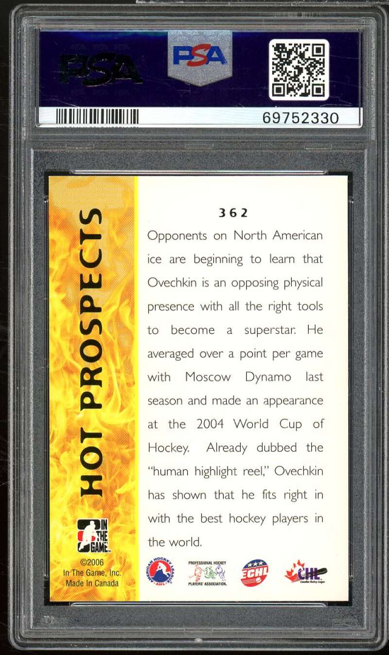 Alexander Ovechkin Rookie Card 2005-06 ITG Heroes and Prospects #362 PSA 10 Image 2