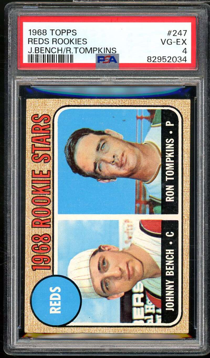 Johnny Bench Rookie Card 1968 Topps #247 PSA 4 Image 1