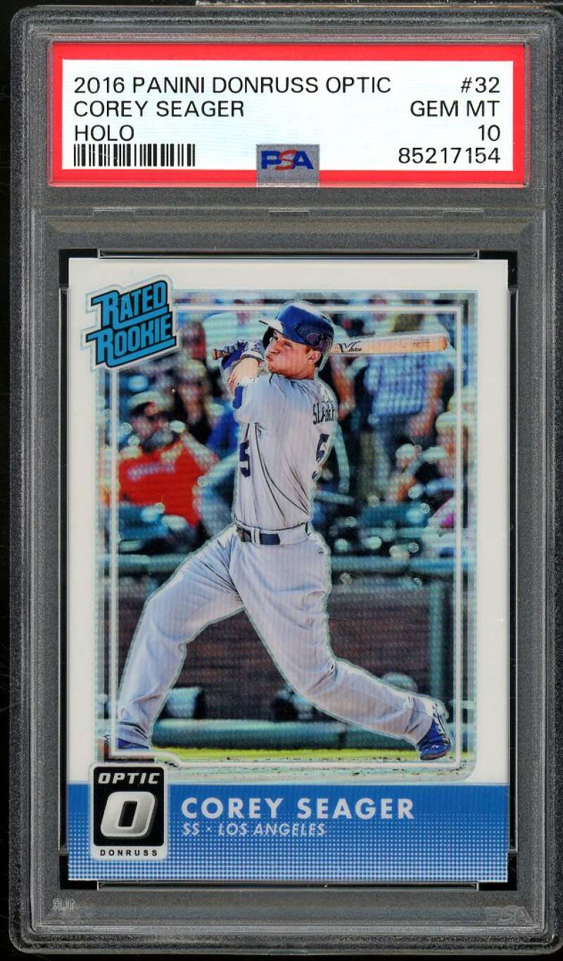 Corey Seager Rookie Card 2016 Donruss Optic Holo #32 PSA 10 Image 1