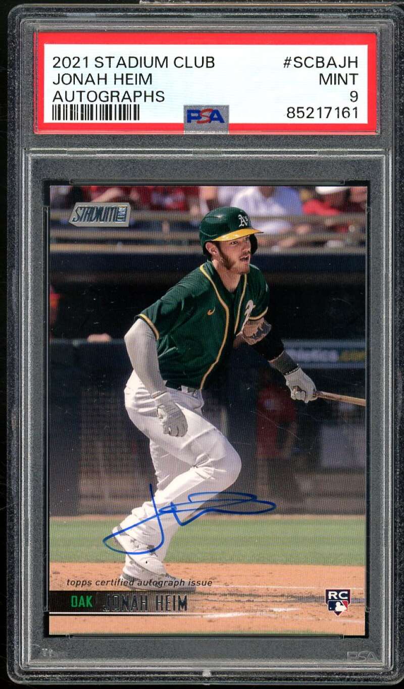 Jonah Heim Rookie Card 2021 Stadium Club Autographs #SCBAJH PSA 9 Image 1