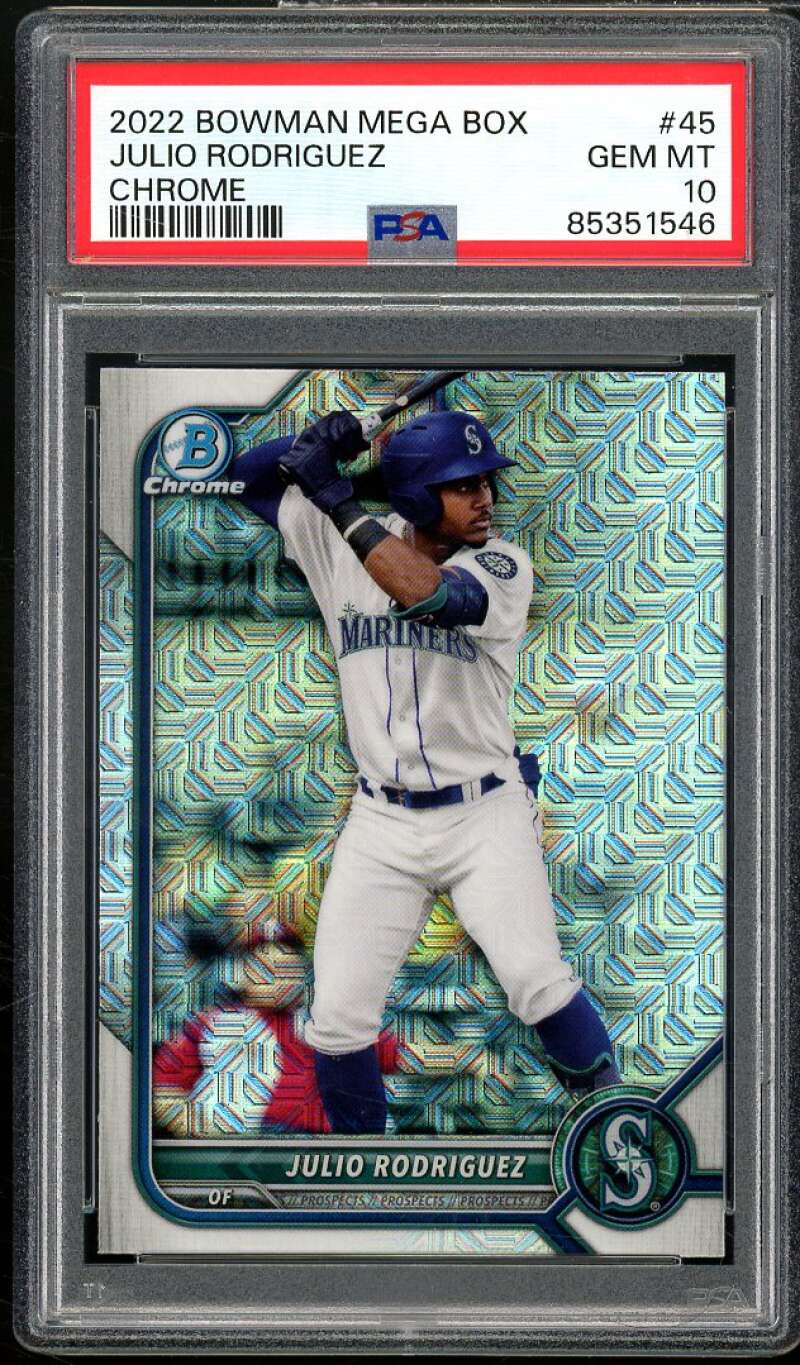 Julio Rodriguez Card 2022 Bowman Mega Box Chrome #45 PSA 10 Image 1