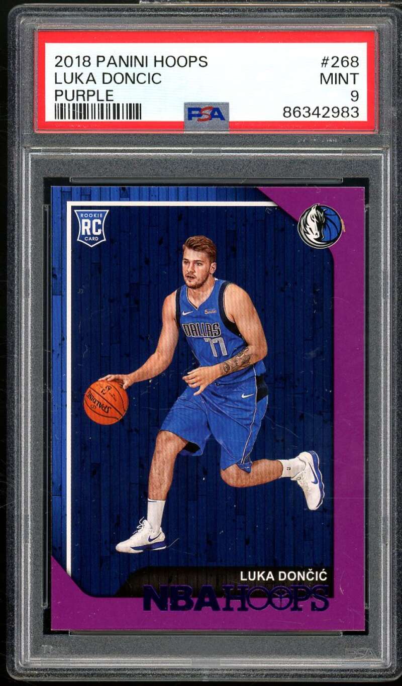 Luka Doncic Rookie Card 2018-19 Panini Hoops Purple #268 PSA 9 Image 1