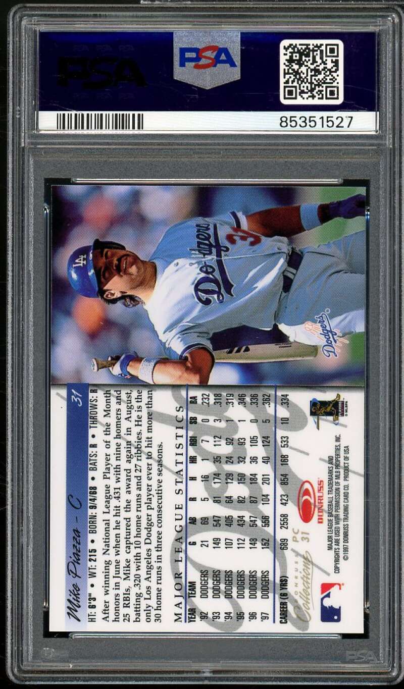 Mike Piazza Card 1998 Donruss Collection Leaf #pc31 PSA 10 Image 2