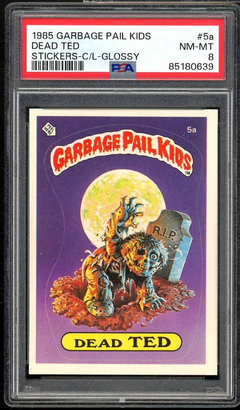 Dead Ted Stickers Glossy Card 1985 Garbage Pail Kids #5a PSA 8 Image 1