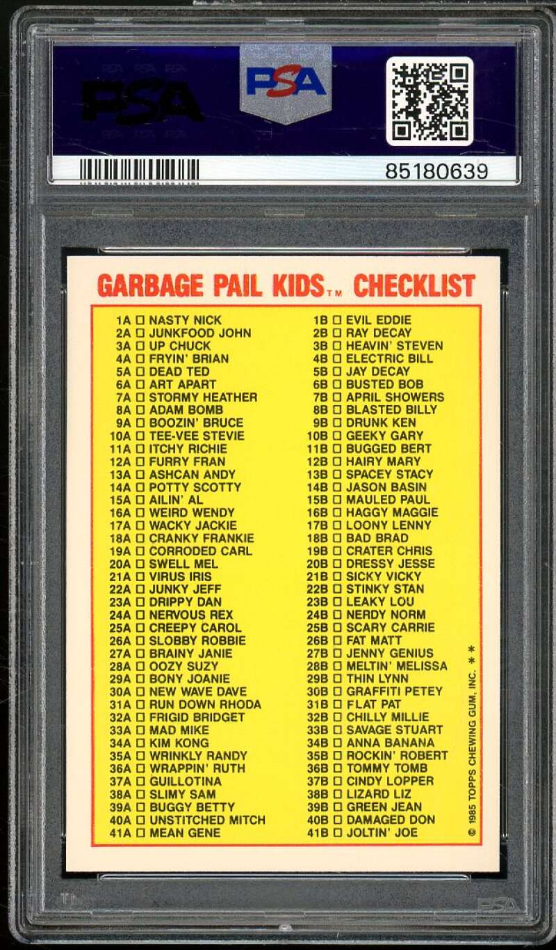 Dead Ted Stickers Glossy Card 1985 Garbage Pail Kids #5a PSA 8 Image 2