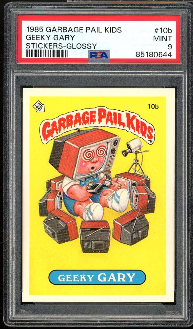 Geeky Gary Stickers Glossy Card 1985 Garbage Pail Kids #10b PSA 9 Image 1