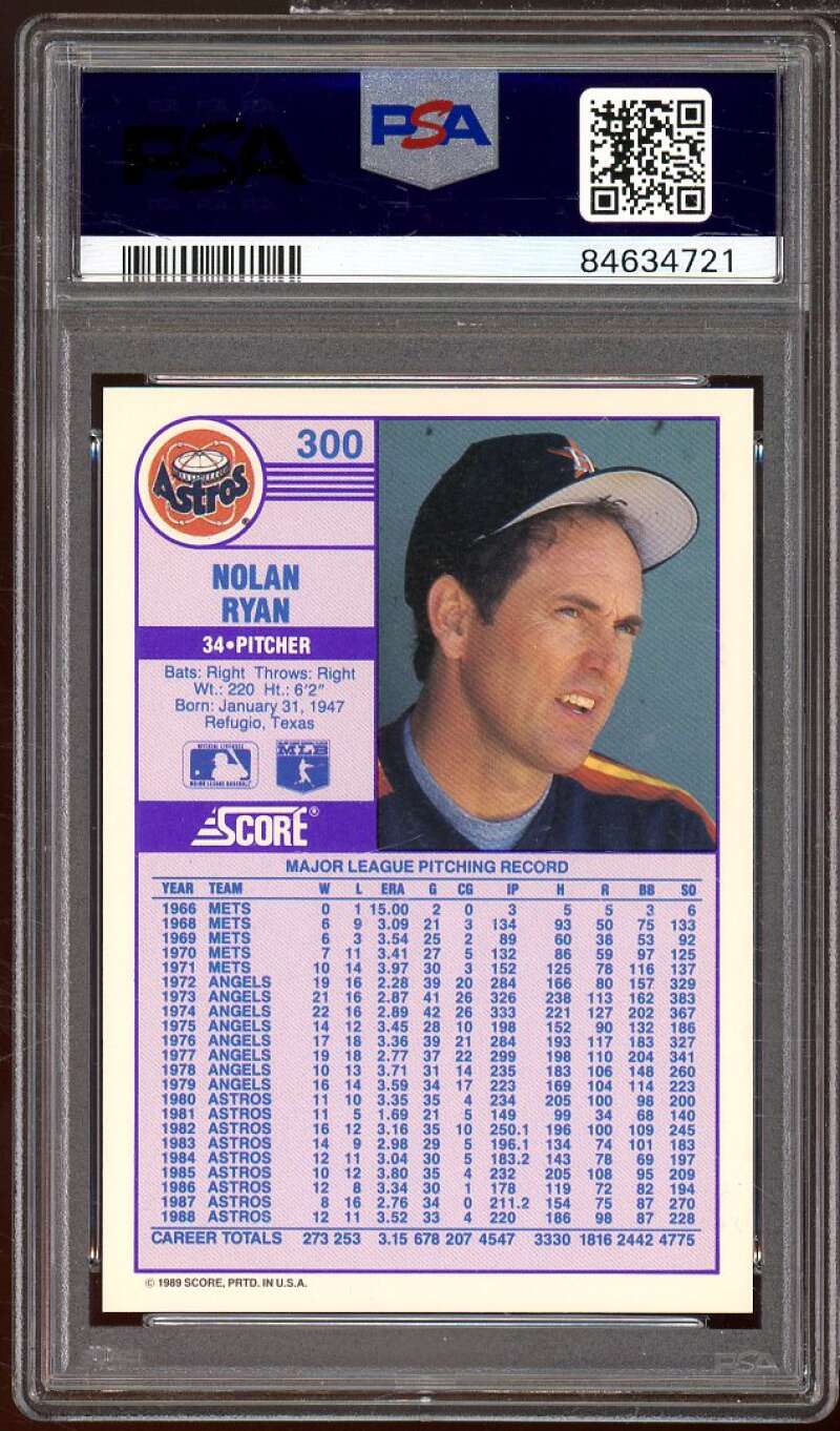 Nolan Ryan Card 1989 Score #300 PSA 9 Image 2