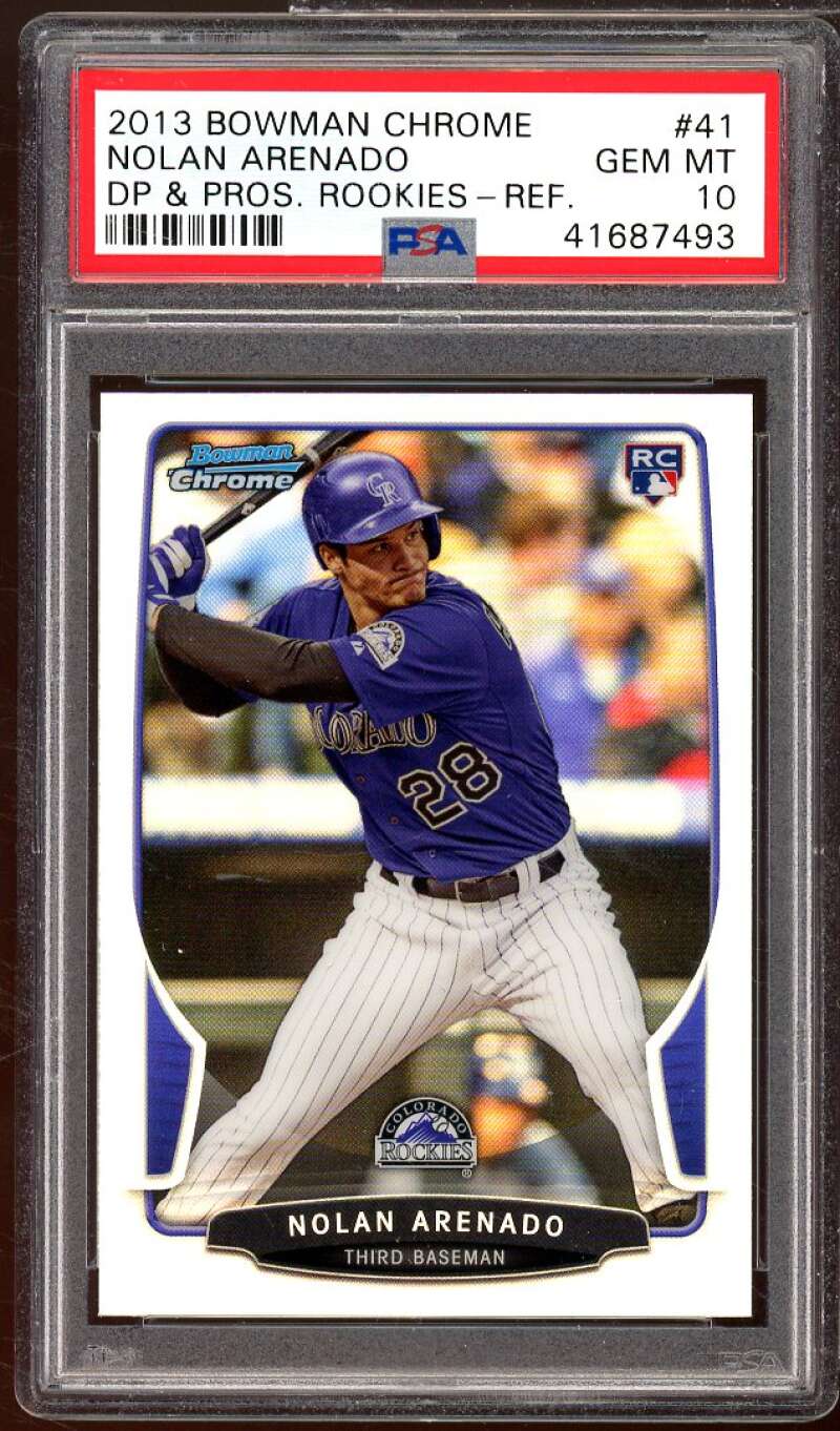 Nolan Arenado Rookie Card 2013 Bowman Chrome DP Prospects Refractor #41 PSA 10 Image 1