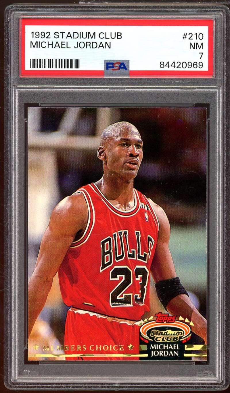 Michael Jordan Card 1992-93 Stadium Club #210 PSA 7 Image 1