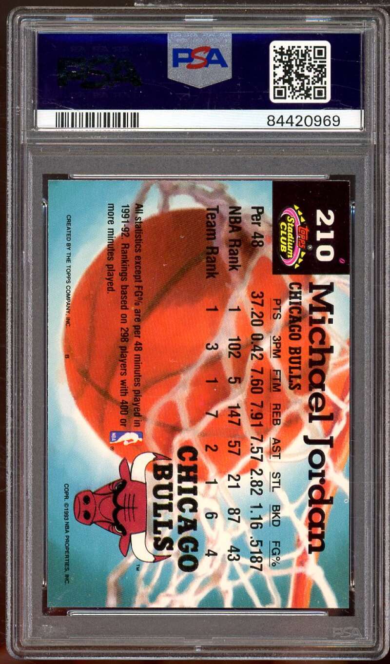 Michael Jordan Card 1992-93 Stadium Club #210 PSA 7 Image 2