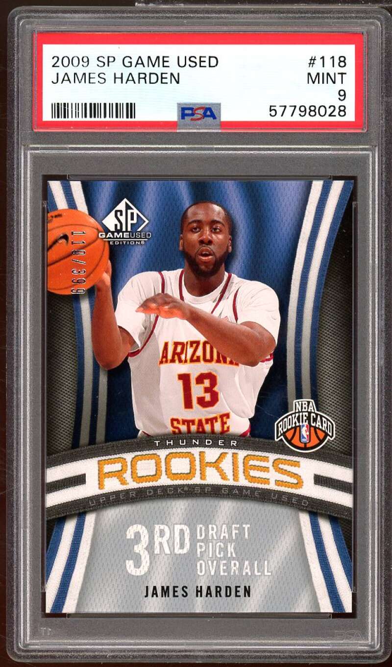 James Harden Rookie Card 2009-10 SP Game Used #118 PSA 9 Image 1