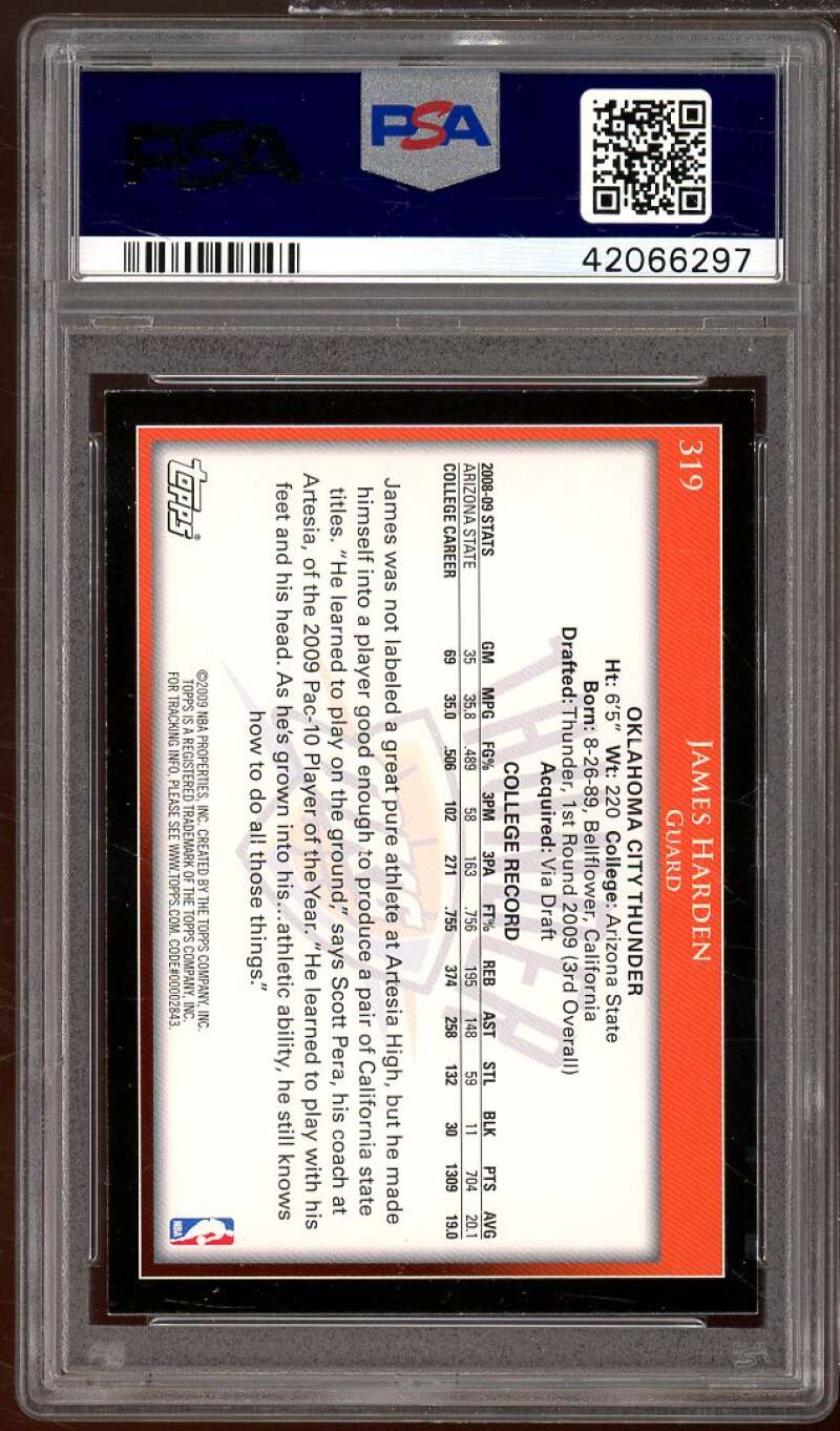 James Harden Rookie Card 2009-10 Topps #319 PSA 9 Image 2