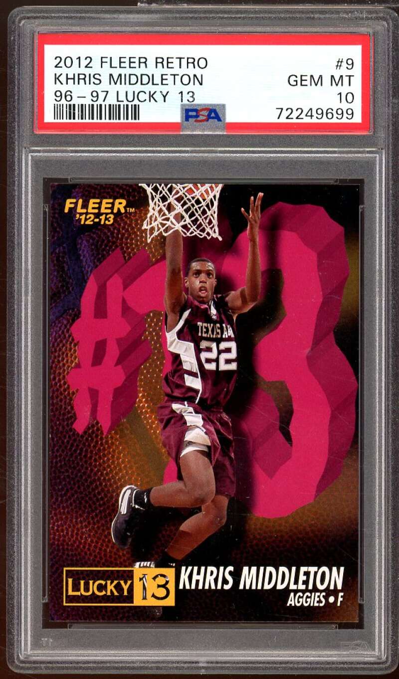 Khris Middleton Rookie Card 2012-13 Fleer Retro 96-97 Lucky 13 #9 PSA 10 Image 1