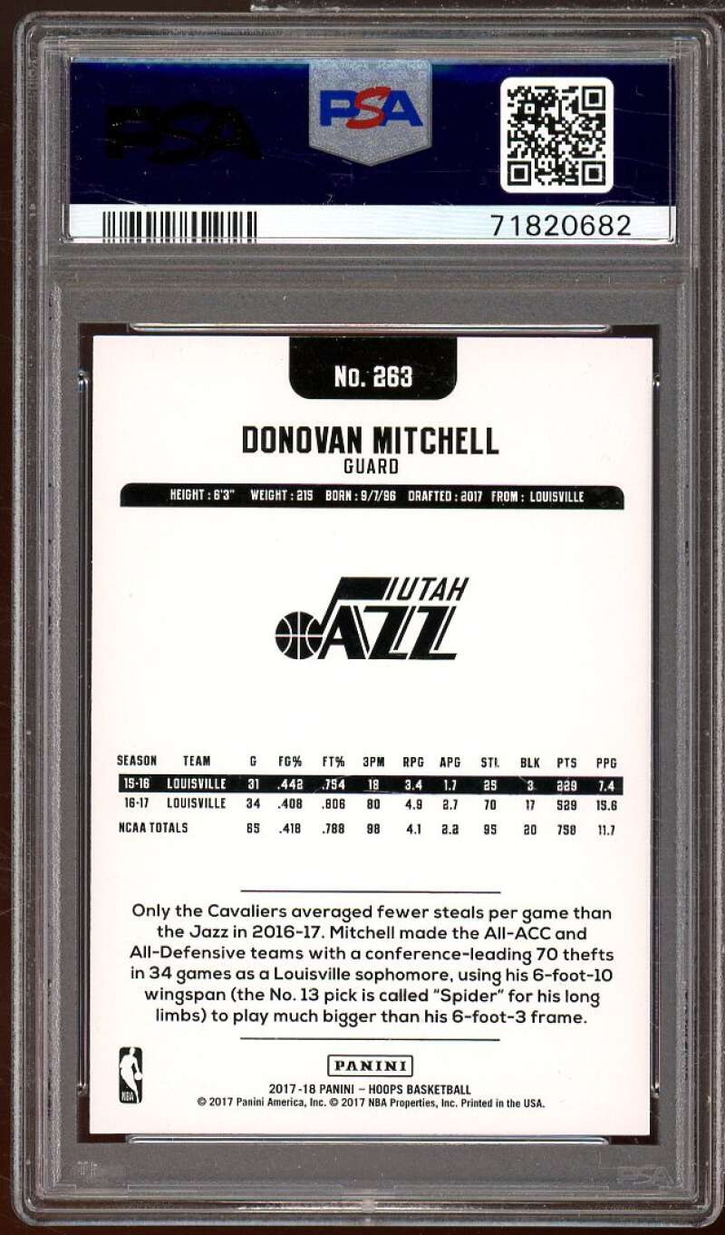 Donovan Mitchell Rookie Card 2017-18 Hoops Platinum #263 PSA 10 Image 2