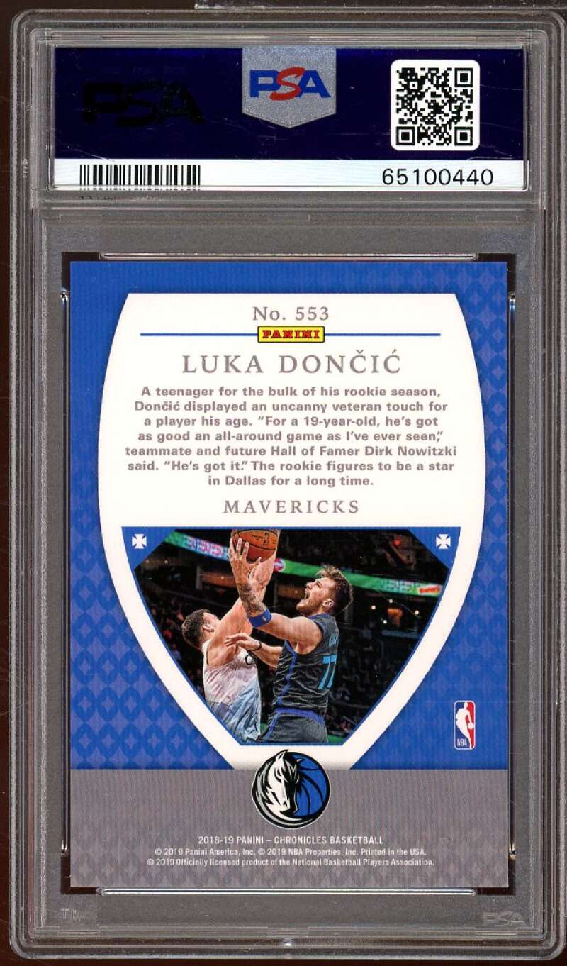 Luka Doncic Rookie Card 2018-19 Panini Chronicles #553 PSA 10 Image 2