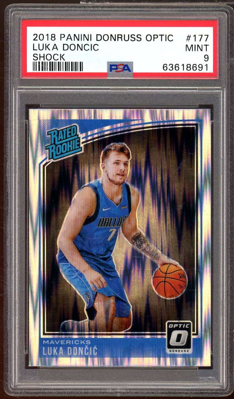 Luka Doncic Rookie Card 2018-19 Panini Donruss Optic Shock #177 PSA 9 Image 1