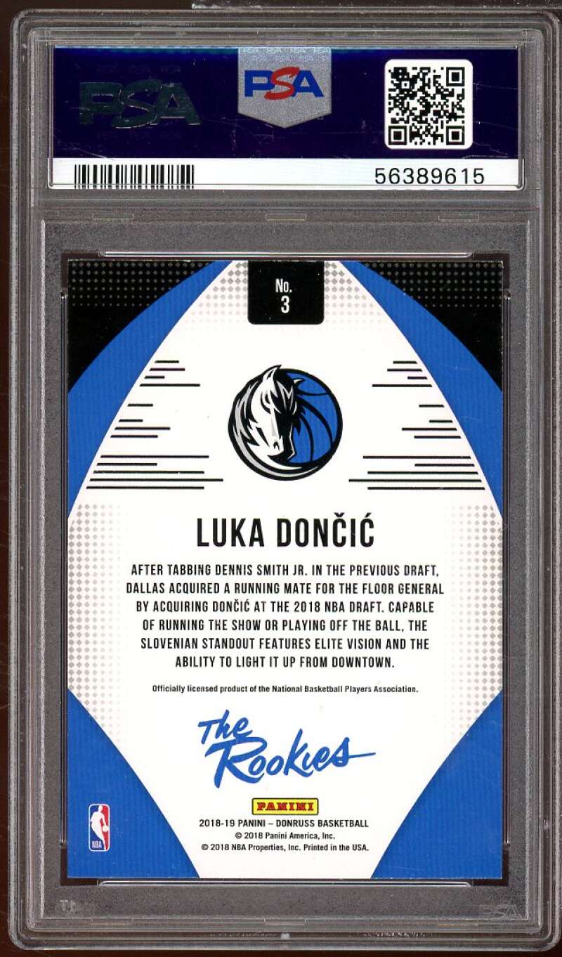 Luka Doncic Rookie Card 2018-19 Panini Donruss The Rookies #3 PSA 9 Image 2