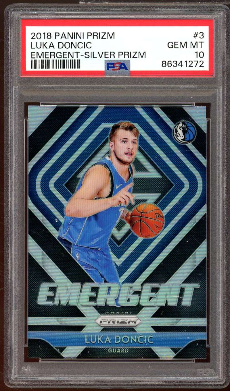 Luka Doncic Rookie Card 2018-19 Panini Prizm Emergent Silver #3 PSA 10 Image 1