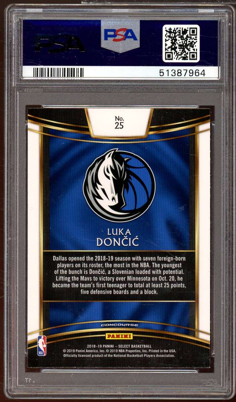 Luka Doncic Rookie Card 2018-19 Panini Select #25 PSA 9 Image 2