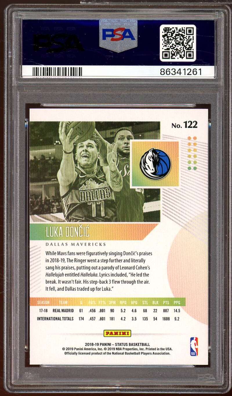 Luka Doncic Rookie Card 2018-19 Panini Status #122 PSA 10 Image 2