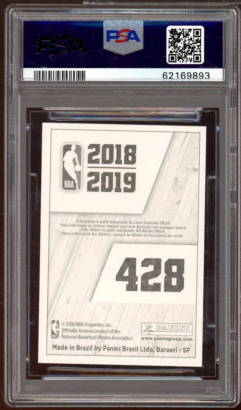 Luka Doncic Rookie Card 2018-19 Panini Stickers European Brazil #428 PSA 8 Image 2