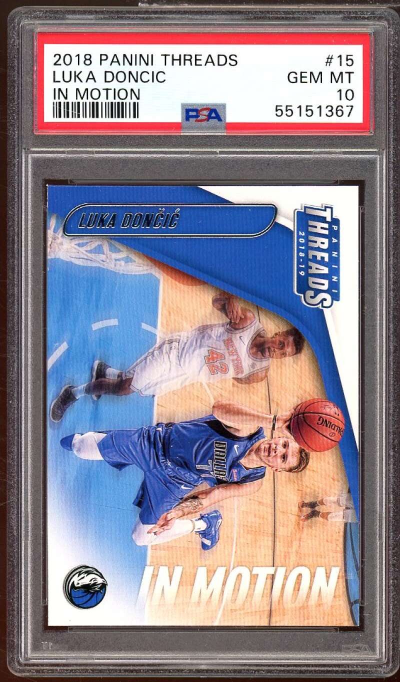 Luka Doncic Rookie Card 2018-19 Panini Threads In Motion #15 PSA 10 Image 1