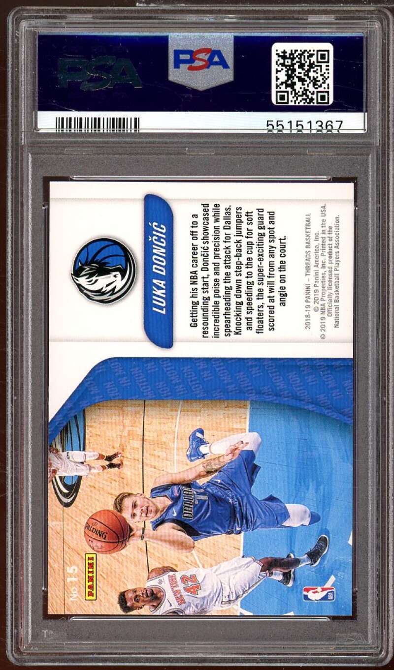 Luka Doncic Rookie Card 2018-19 Panini Threads In Motion #15 PSA 10 Image 2