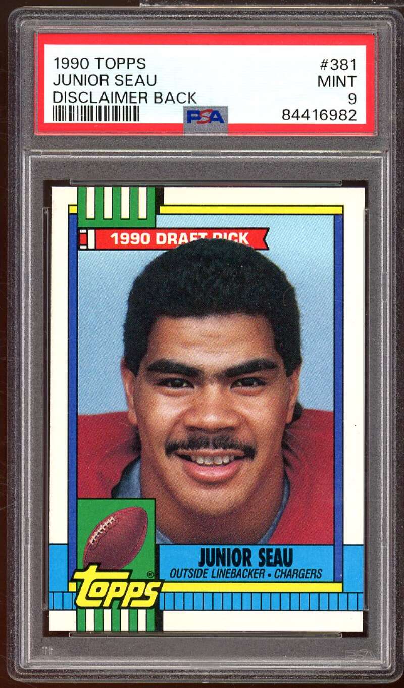 Junior Seau Rookie Card 1990 Topps #381 PSA 9 Image 1