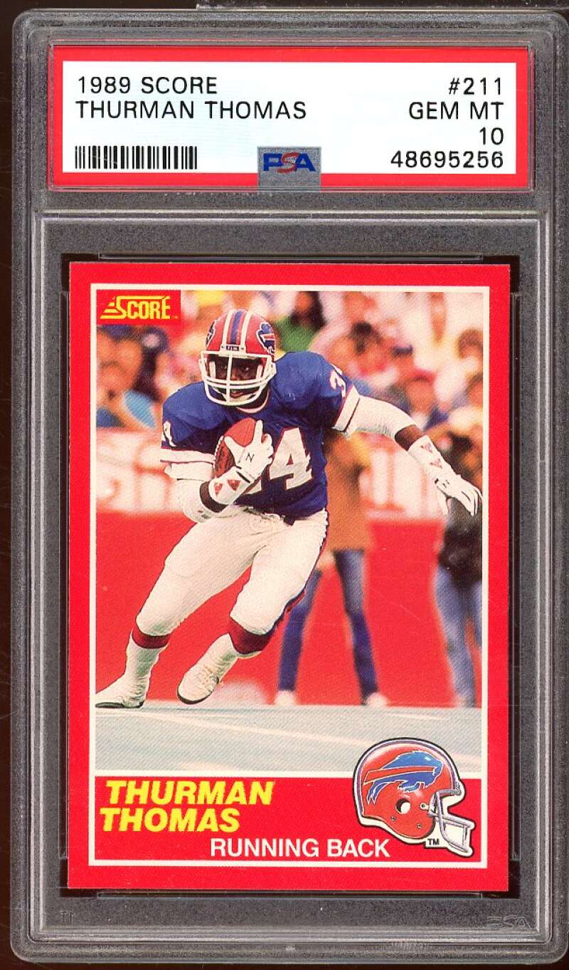 Thurman Thomas Rookie Card 1989 Score #211 PSA 10 Image 1