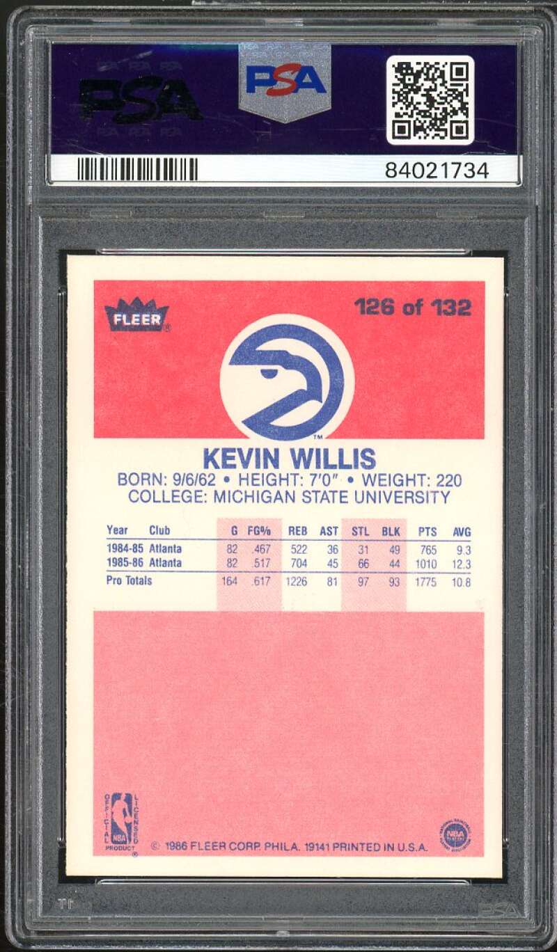 Kevin Willis Rookie Card 1986-87 Fleer #126 PSA 9 Image 2