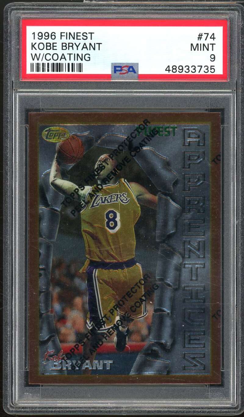 Kobe Bryant Rookie Card 1996-97 Finest w/coating #74 PSA 9 Image 1