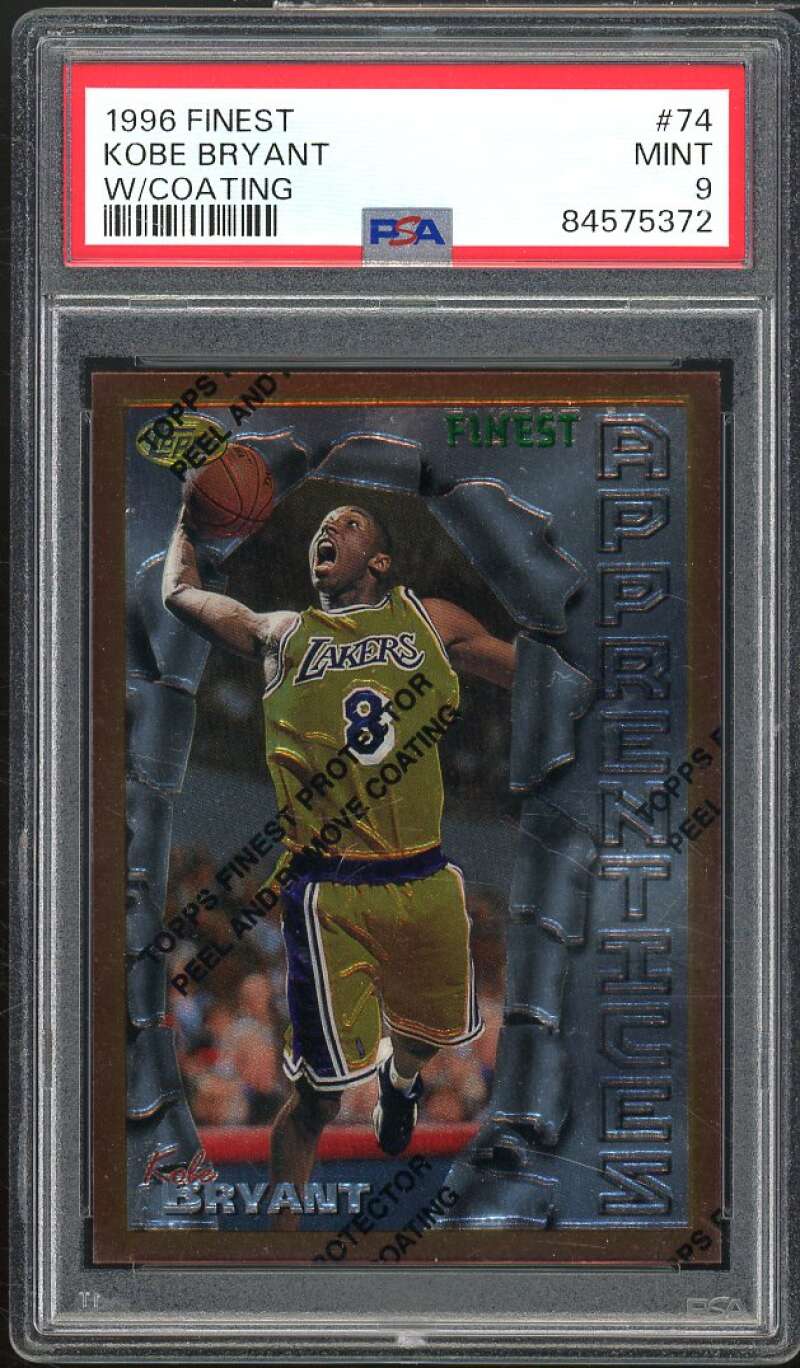 Kobe Bryant Rookie Card 1996-97 Finest w/coating #74 PSA 9 Image 1